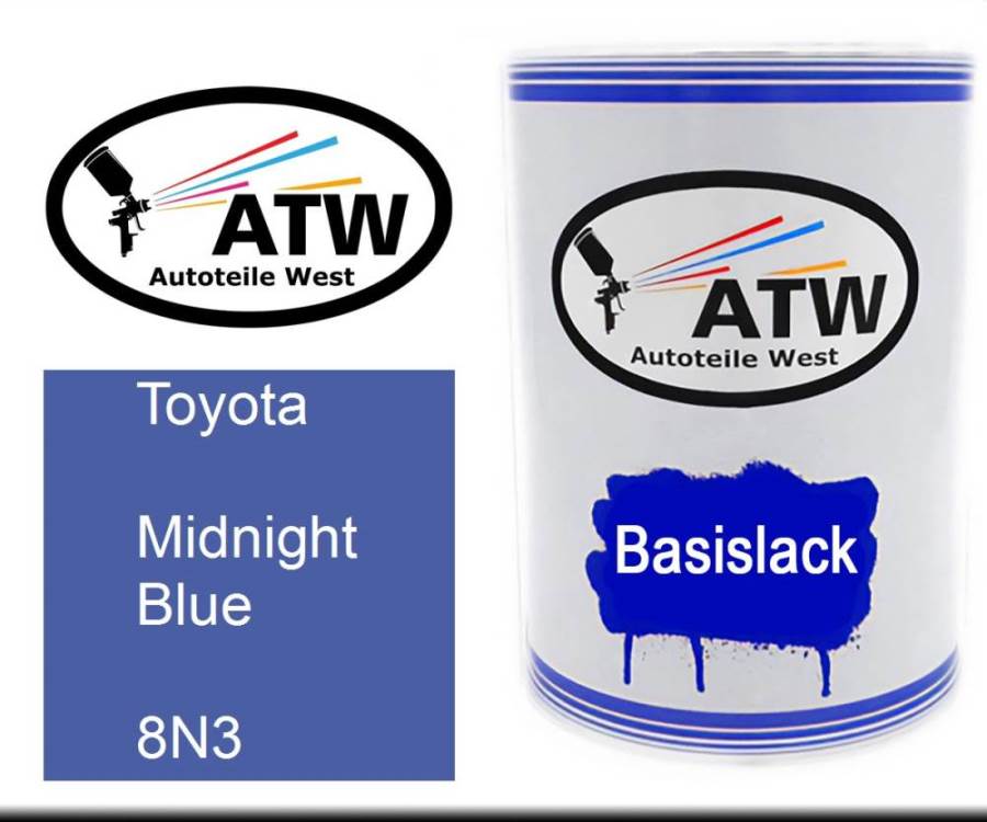 Toyota, Midnight Blue, 8N3: 500ml Lackdose, von ATW Autoteile West.